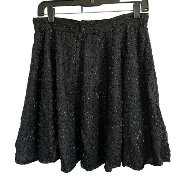 vintage NIGHT VOGUE Black 100% Silk Beaded Mini Swing Skirt Small NWT - Picture 1 of 9